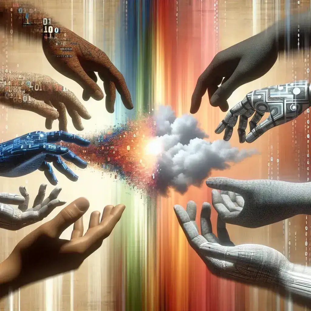 "Close-up of a person interacting with Ambience AI on a smartphone, highlighting the technology's influence on human relationships, exploring themes of connection and emotional engagement."